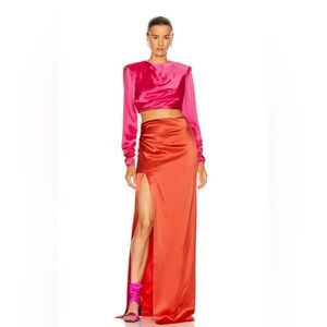 NWT Cinq a Sept Kaitlyn Orange Maxi High slit Wrap Skirt size 6